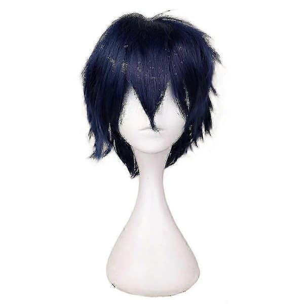 [RM] Moderne kort lige cosplay-kostumeparyk til mænd indigo blue