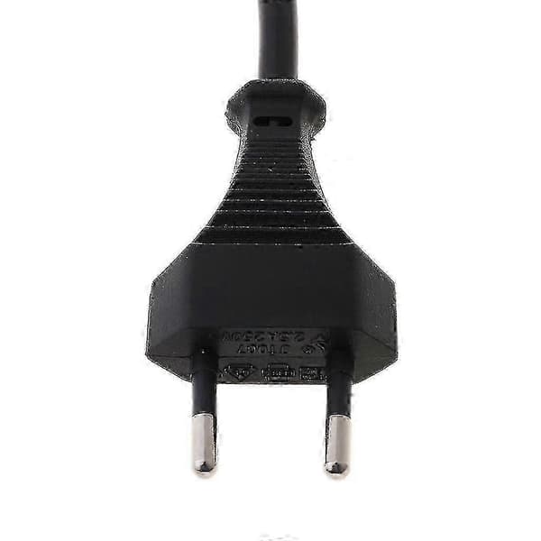 AC-adapterkabel med EU 2-benet stik til bærbar strømforsyning Black