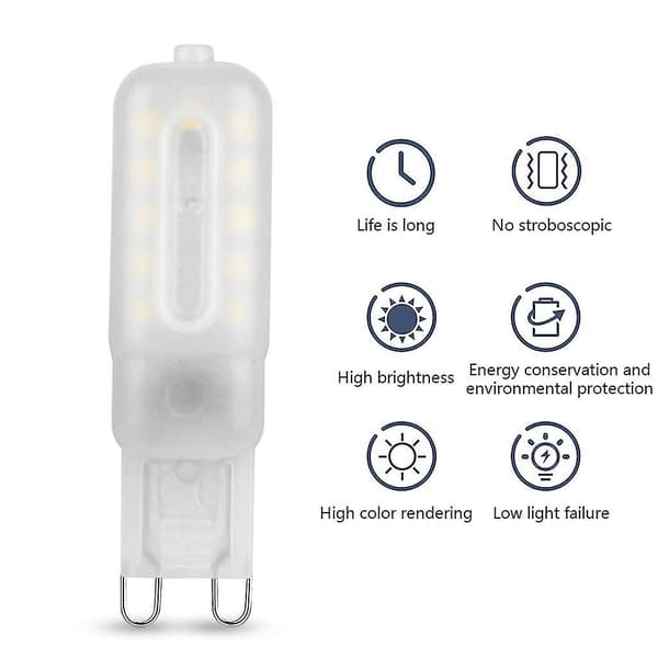 10 st G9 LED-lampor 5W Kallvit 6000k 220V Ersätter halogenlampor Ej dimbara B