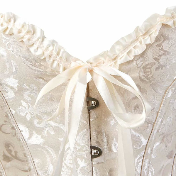Dam Snörning Benad Overbust Korsett Bustier Underkläder Bodyshaper Topp Prinsesskorsett - Aprikosfärg XS