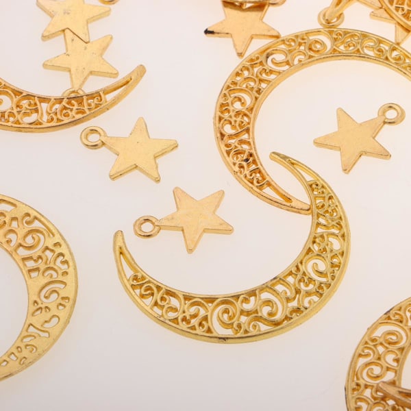 50 förpackningar Retro Moon Stars Legering pärlhängen Smyckeskopplingar för smyckenstillverkning Örhängen Halsband