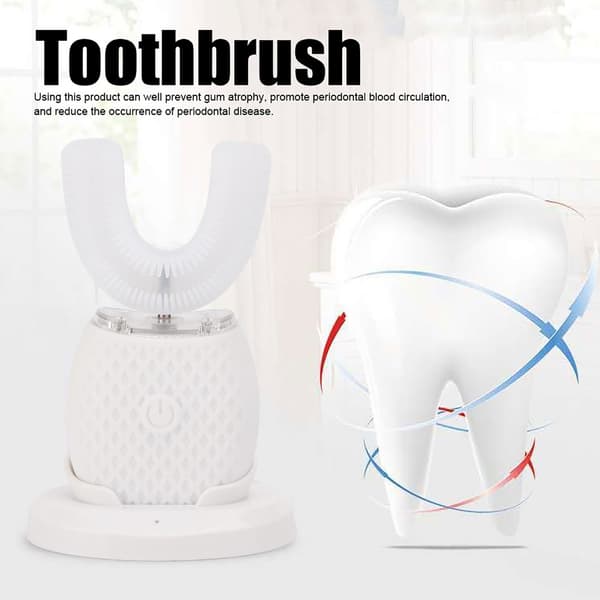 [RM]Electric Toothbrush Silicone Automatic Toothbrush Teeth Cleaning Tool for Home Use White 0.3