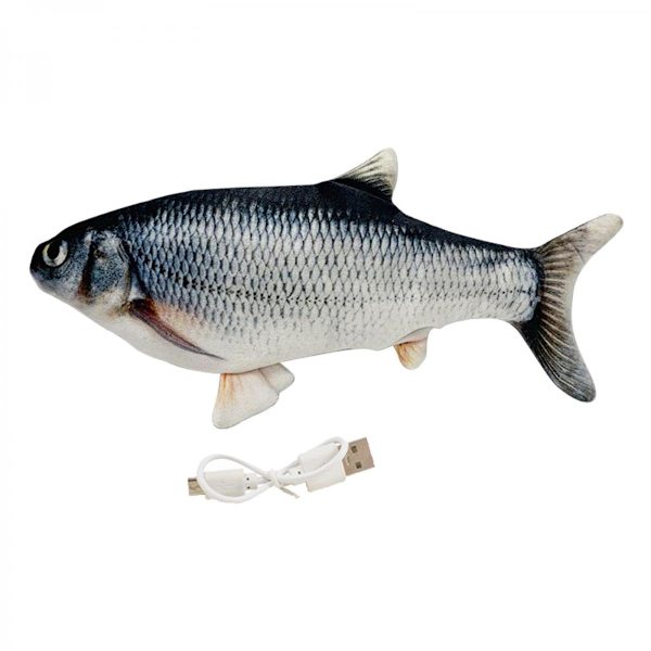 Elektrisk Fisk Leksak Katt Kattunge Viftande Kattmynta Silver Arowana