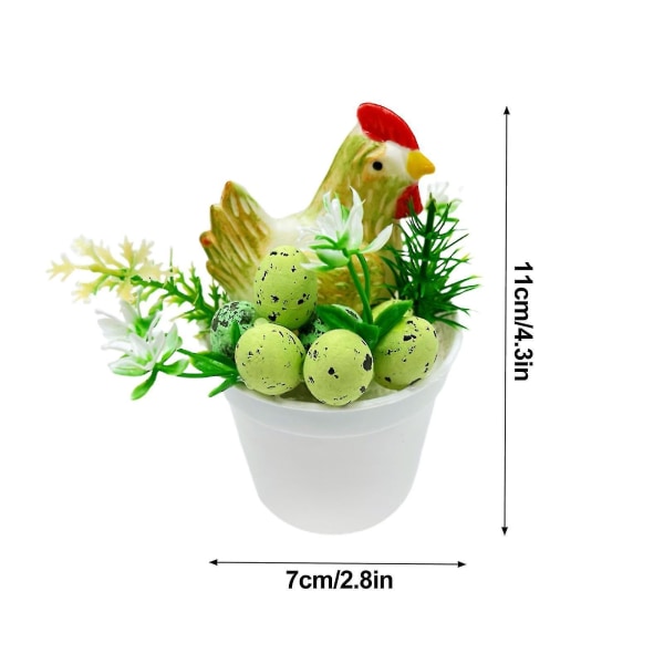 Påskdekoration Kreativt påskägg i kruk med Chichen Mini 4,3*2,8in vårheminredning B