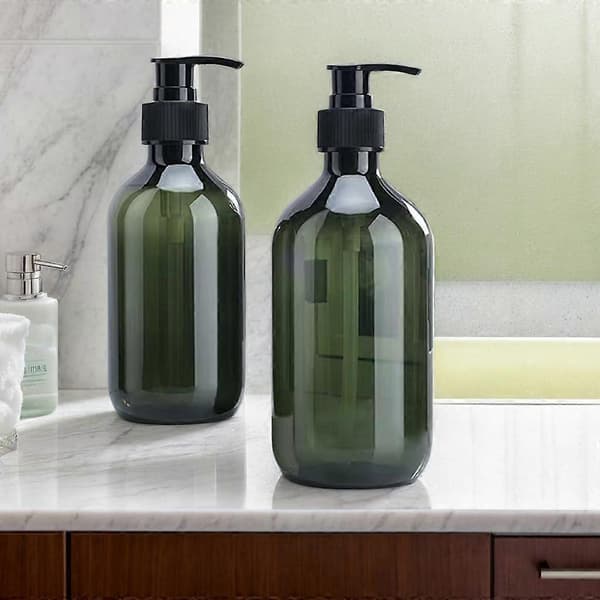 Sæt med 2 pumpe sæbedispensere - 500 ml - Til køkken, badeværelse, bordplade, køkken - Grøn