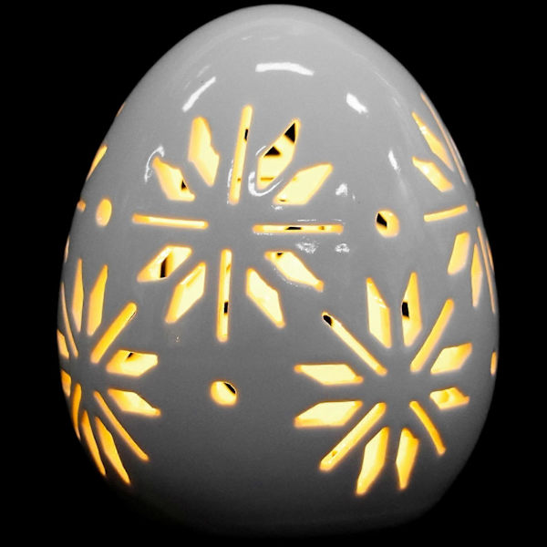 Hvit keramisk lampe LED egglampe for dekorasjon påskeegg