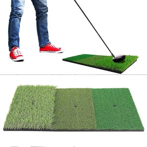 [RM]3-i-1 Golf Slagmåtte Golfsving Træningsgræsmåtte til Indendørs Udendørs Baghave Træningsudstyr
