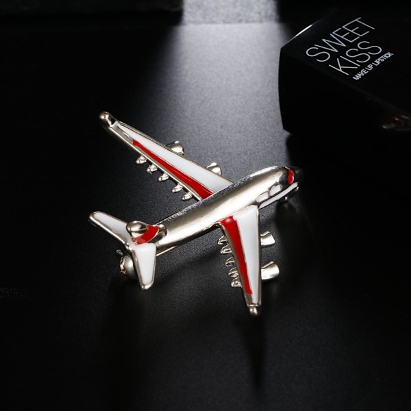 damer herrar smycken flygplan flygplansbrosch mode corsage halsband röd nål