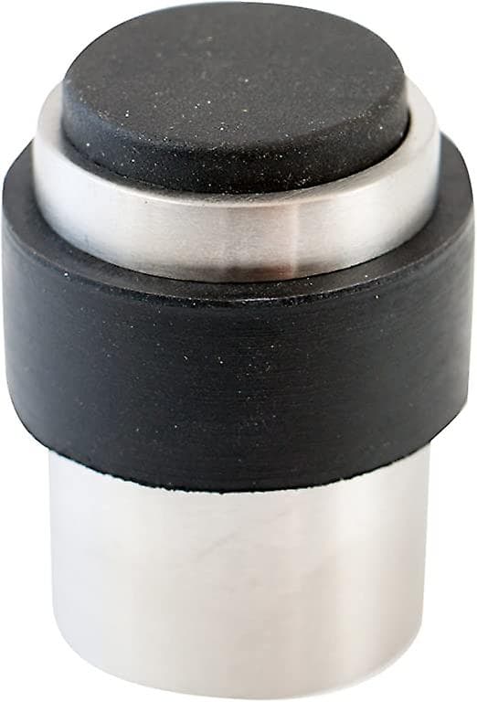 Dørstopper i rustfrit stål - Gummi-vægdørstopper med monteringsmateriale til væg og gulv - Væg- og gulvdørstopper - Dørstopper Ø 3,5 cm