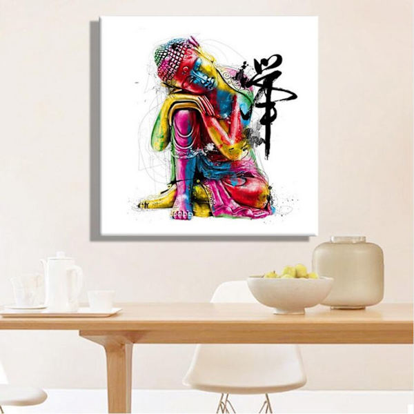 Canvasmålning Tryckt Bild Affisch Konst Heminredning Färg Buddha s
