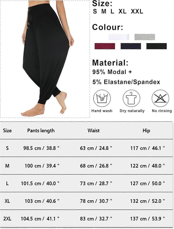 Women's Yoga Pants, Soft Cotton Modal, Joggers with Pockets, Casual Harem Pants, Athletic Drawstring, Sweatpants M