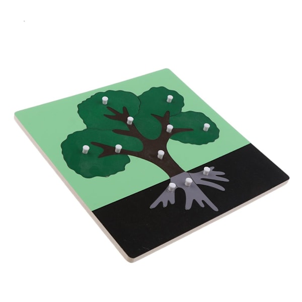 Montessori Trä Djur Växt Pussel Panel Barn Baby Leksaker Träd