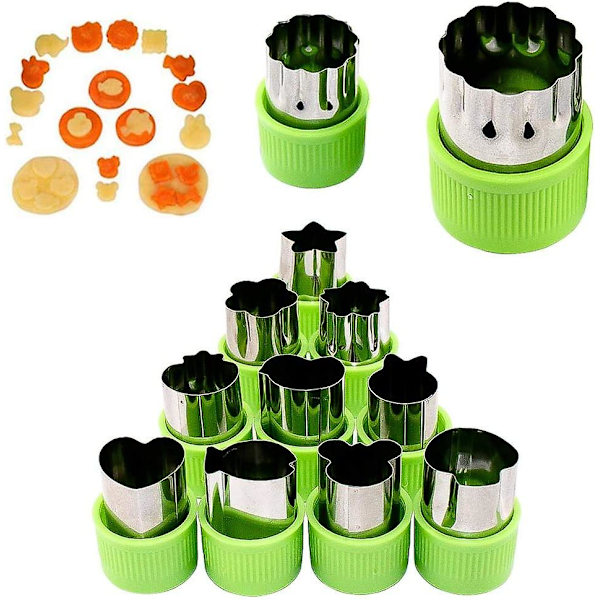 12 Delars Grönsaksskärare, Kakformar Set Rostfritt Stål Skärare För Tårta, Kex, Sushi, Frukt (12 Stilar)