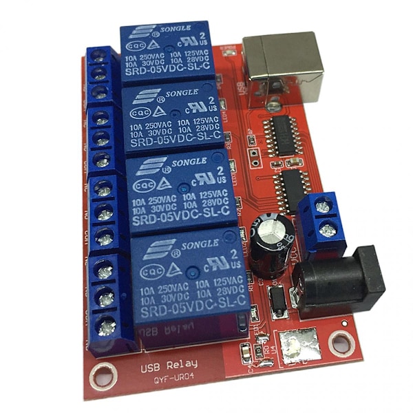 Drivrutinslös HID 4-kanals USB Relämodul USB Relä för 5V MCU-styrning