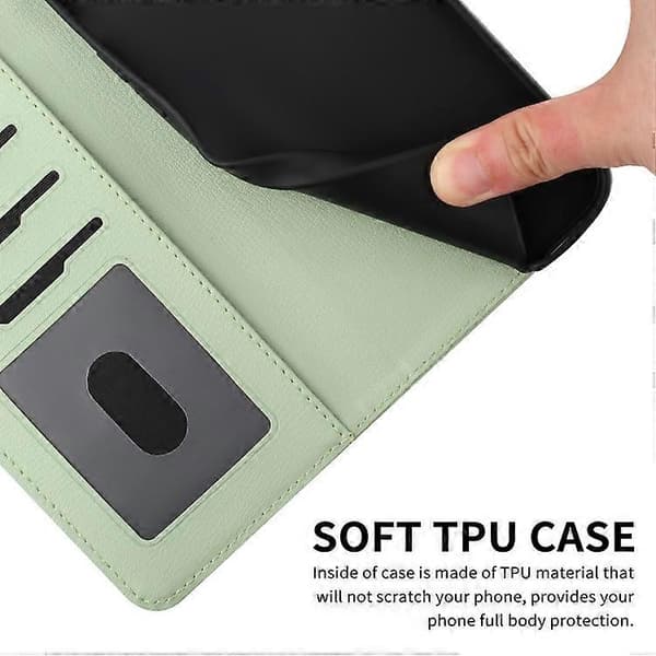 Till Samsung Galaxy S23 FE 5G Tecknade Katter Läderfodral Green