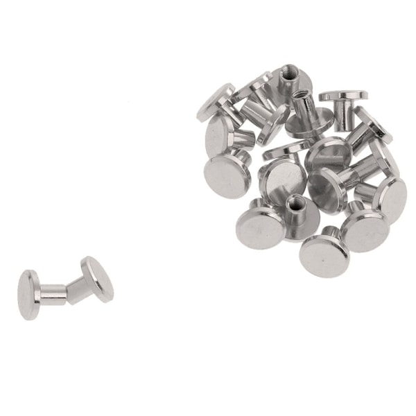 20 set 8mm runda nit skruv dubbar chicago skruv läder hantverk silver