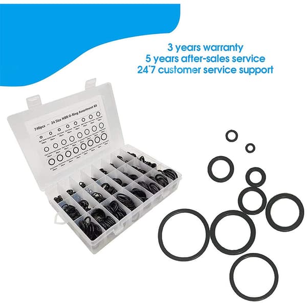 [RM] 740 st. serie gummi O-ring sortimentssats 24 storlekar packningsbricka för bilreparation, VVS och O-ringar