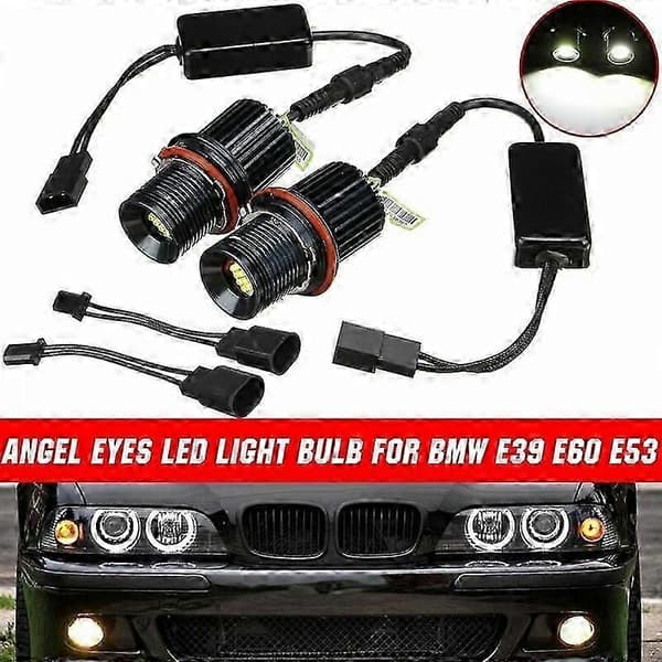 2x hvide 80w led angel eyes halo ring markørpære til bmw e39 e60 e53 [MI]