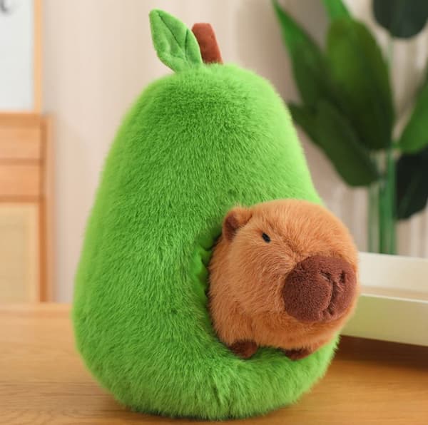 [RM]Capybara i avocado plys blød fluffy gemmested plys pude 46cm