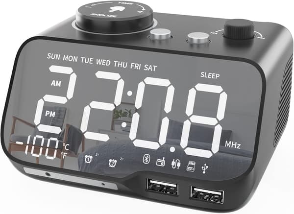 [RM]Väckarklockradio med Bluetooth-högtalare 0-100 % dimmer digital Mi