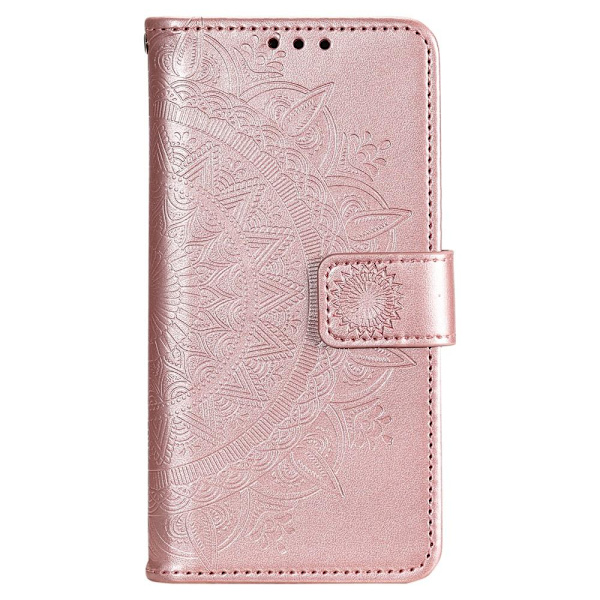 SKALO Kompatibel med Samsung S22 Mandala Wallet Case - Rose Pink gold Rosa guld