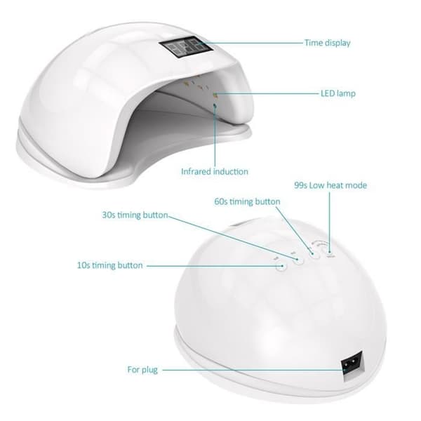 SUN5 48W UV LED Negletørrelampe - Mærke - Model - EU-stik - Hvid - 48W