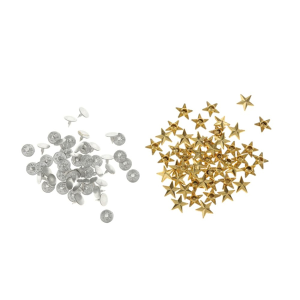 50 Set DIY Stjärnnit Nitar Legering Klädsel Dekorativa Knappar Guld