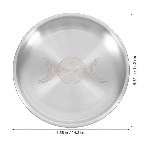 [RM]Metalbakke med stjerne-måne-design til alteropbevaring 1 stk. sølv rustfrit stål
