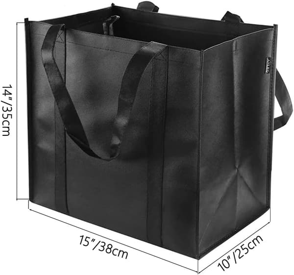 6-pakning gjenbrukbare handleposer med håndtak, non-woven handleposer – rommer 20+ kg – ekstra store og holdbare sammenleggbare handleposer