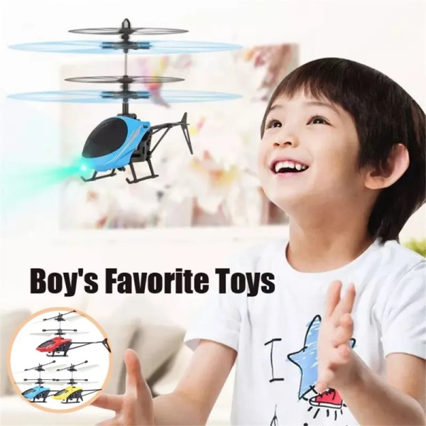 Mini Fjärrkontroll RC Helikoptrar Drönarleksaker Induktionssvävande Säker Falltålig blue
