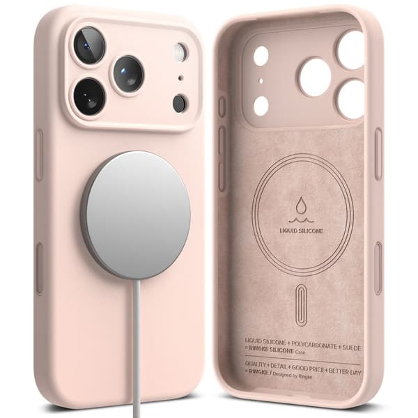 Ringke iPhone 17 Pro Max -kuori MagSafe Silikoni Pink Sand[RM] 80