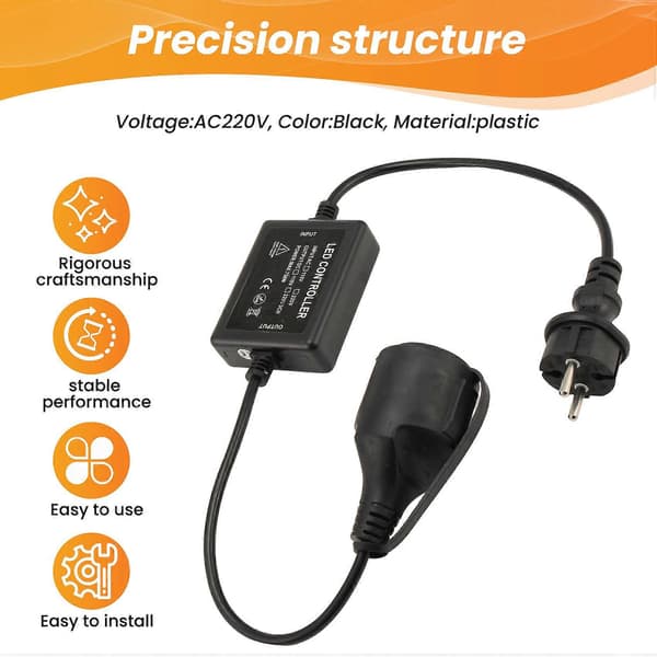 750W LED Dimmable Controller AC 220V Dimming 23 Keys Remote Control Kit for LED Strips, Bulbs, String Lights, Christmas Party, EU Plug Black