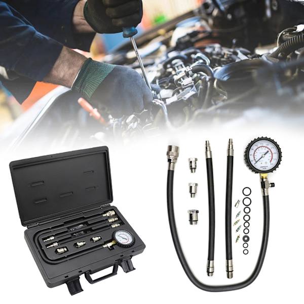 [RM]Cylinder Compression Tester with Adapters Flexible Hose for Gasoline Engines