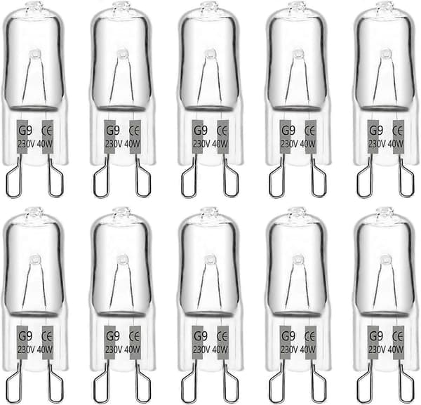 G9 halogenlampa, 40 W, 230 V, 560 lm, varmvit, dimbar, 10-pack
