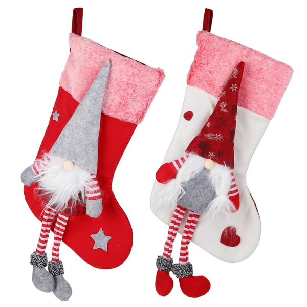 2 pcs Christmas Stocking Faceless Santa Claus Plush Doll Hanging Ornaments