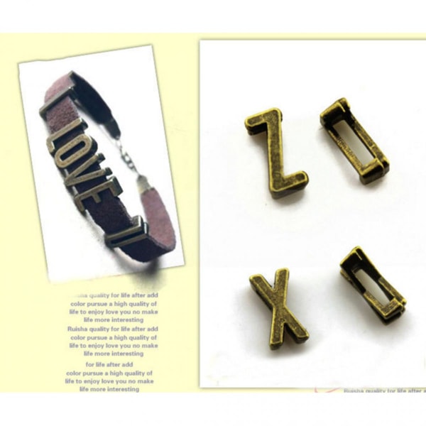 52 st Az Shape Alfabet Bokstäver Berlocker Hängen med stort hål för att göra smycken i smycken