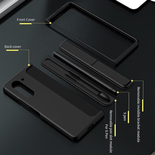 [RM]Case for Samsung Galaxy Z Fold 6 with S Pen, Replaceable S Pen Holder & Stand Matte PC Shockproof Full Body Rugged Case light purple