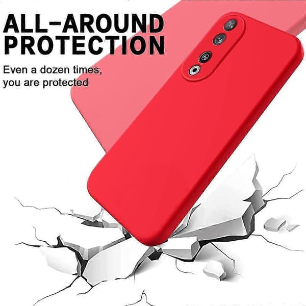 [RM] Stöttåligt mobilskal i flytande silikon med enfärgad design Red For Honor 90