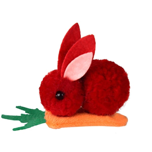 Farfi Hårklämma för Barn Mini Fuzzy Plysch Halkfri Flerfärgad Håraccessoar Huvudbonad Söt Kanin Morot Anka Näbbklämma För Påsk Red