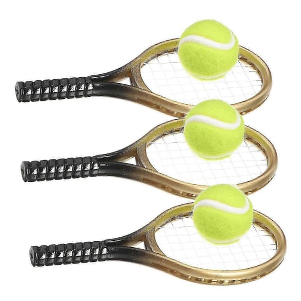 Mini Tennis Kake Topper for Sportstema-fester, 3 Sett Proporsjonal Form med Ekte Grep