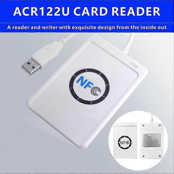 ACR122U RFID IC-kortlæser Duplikator+5XUID/CUID Nøgleringsskriver White