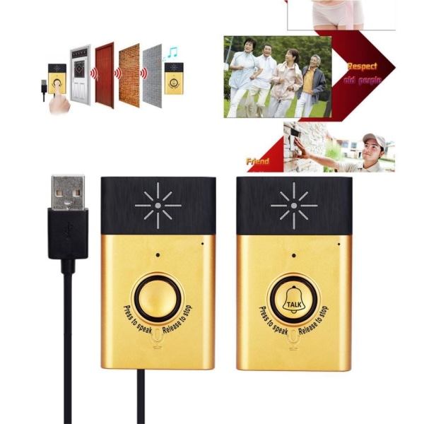 Trådlös WiFi Dörrklocka 2-Vägs Samtal Smart Dörrklocka Intercom Guld