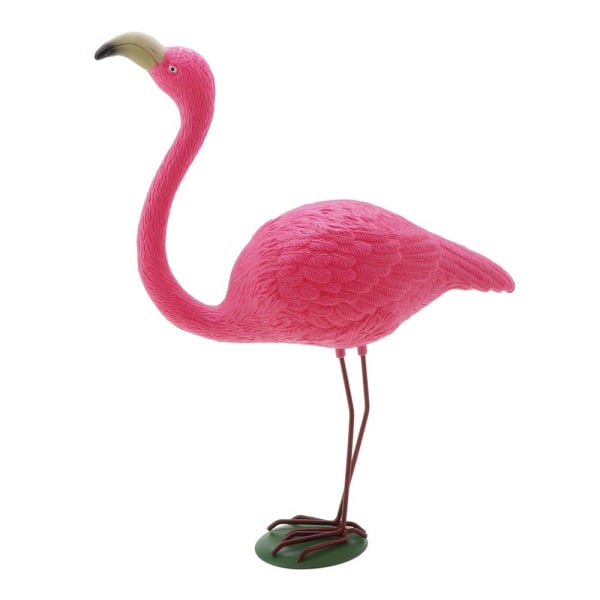 Flamingo Trädgård plast gräsmatta dekoration dekorerad med röd ros 37 x 50 cm