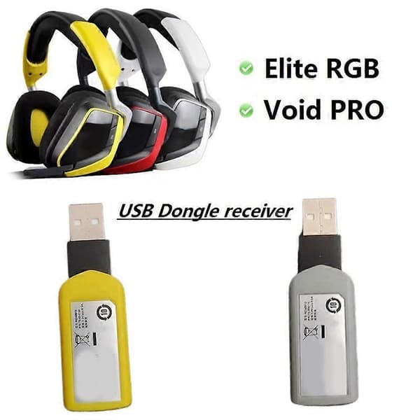 USB-sovitinsovitin Corsair Void RGB Elite / Void Pro Elite langattomille pelikuulokkeille, varaosat, keltainen