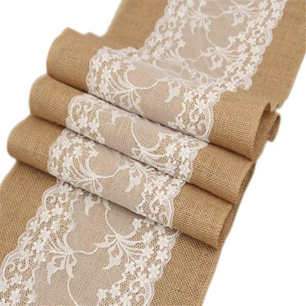 Bordslöpare Jute Bordstejp Med Spets, 30 X 275cm