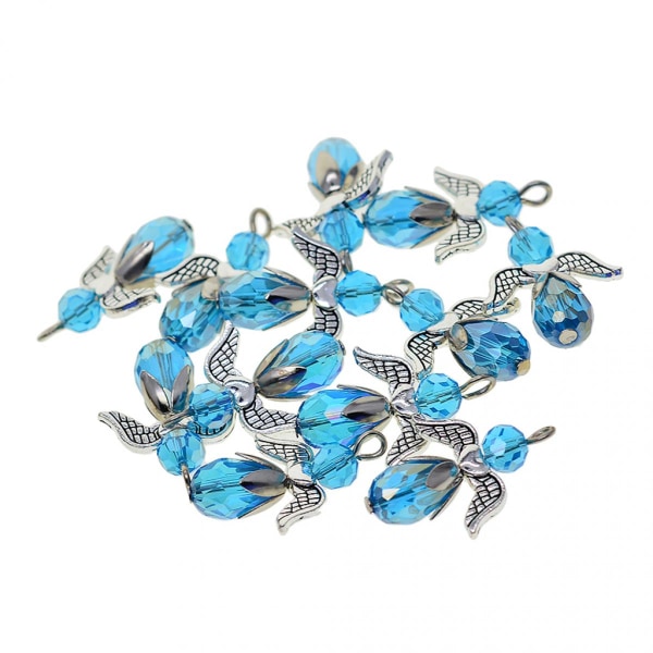 12st Pärlor Angel Heart Wing Facetterat glashänge DIY-hänge Royal Blue