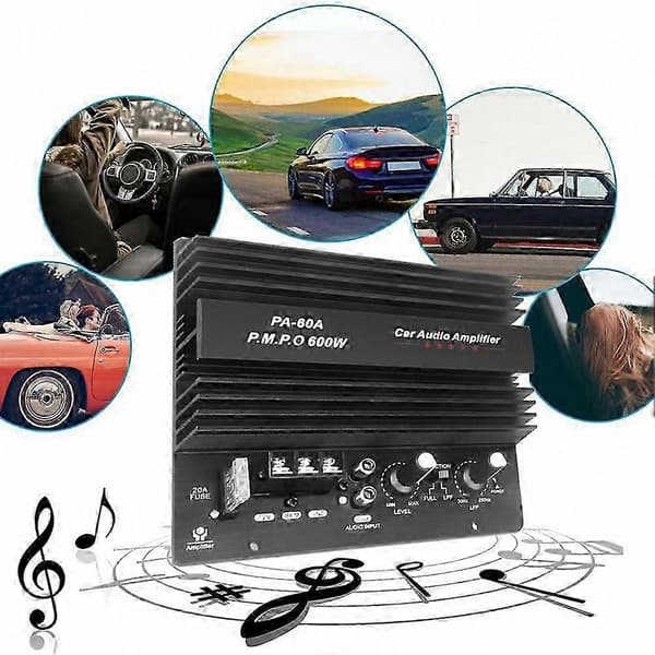 12V 600W Mono Bilforstærker, Højeffekts Subwoofer Basmodul, Tabsløst Audio Board Black