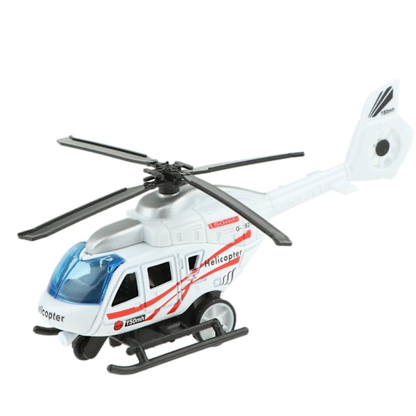 1:43 Skala Helikopter Pressgjuten Modell Leksak Dra Tillbaka Leksak för Barn Pojkar Vit