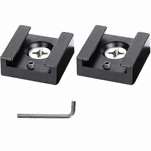 Kamera Cold Shoe Mount Adapterbeslag med 1/4\" gevind til Flash & Cage (2-pak) Black