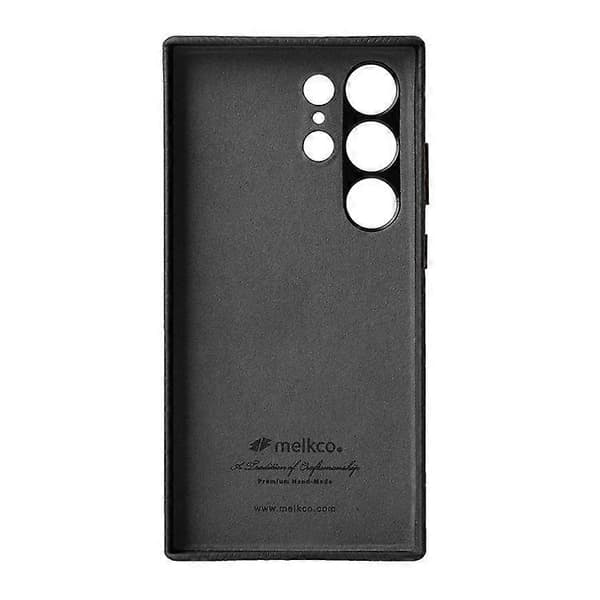 [RM]MELKCO Kompatibelt etui til Samsung Galaxy S24 Ultra i ægte okselæder + PC-cover Black